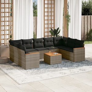 Maison exclusive - salon de jardin avec coussins 10 pcs gris résine tressée