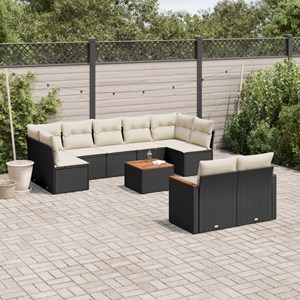 Maison exclusive - salon de jardin 10 pcs avec coussins noir résine tressée