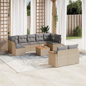Maison exclusive - salon de jardin et coussins 10 pcs mélange beige résine tress
