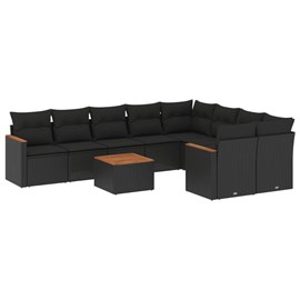 Maison exclusive - salon de jardin 10 pcs avec coussins noir résine tressée