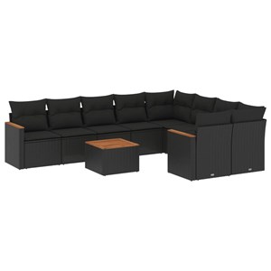 Maison exclusive - salon de jardin 10 pcs avec coussins noir résine tressée