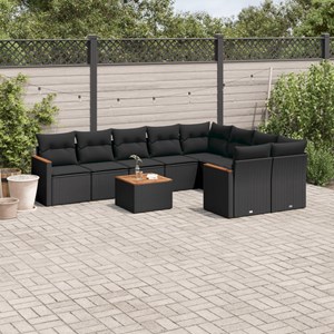 Maison exclusive - salon de jardin 10 pcs avec coussins noir résine tressée