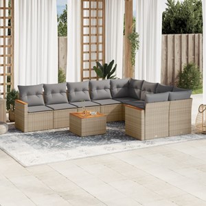 Maison exclusive - salon de jardin et coussins 10 pcs mélange beige résine tress