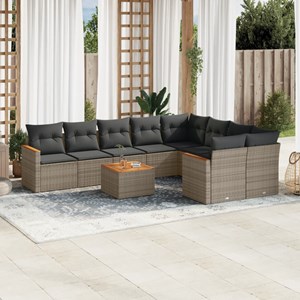 Maison exclusive - salon de jardin avec coussins 10 pcs gris résine tressée