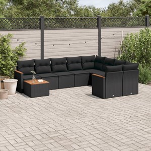 Maison exclusive - salon de jardin 10 pcs avec coussins noir résine tressée