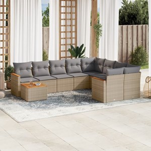 Maison exclusive - salon de jardin et coussins 10 pcs mélange beige résine tress
