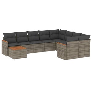 Maison exclusive - salon de jardin avec coussins 10 pcs gris résine tressée