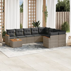 Maison exclusive - salon de jardin avec coussins 10 pcs gris résine tressée