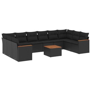Maison exclusive - salon de jardin 11 pcs avec coussins noir résine tressée