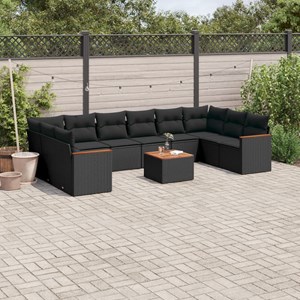 Maison exclusive - salon de jardin 11 pcs avec coussins noir résine tressée