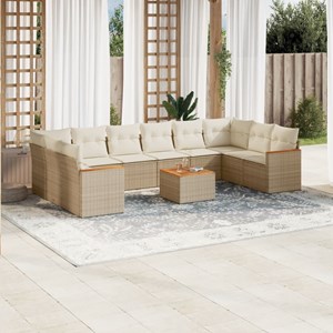 Maison exclusive - salon de jardin 11 pcs avec coussins beige résine tressée