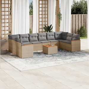 Maison exclusive - salon de jardin et coussins 11 pcs mélange beige résine tress