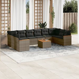 Maison exclusive - salon de jardin 11 pcs avec coussins gris résine tressée
