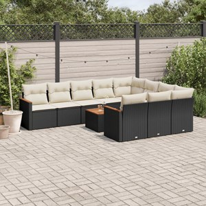 Maison exclusive - salon de jardin 11 pcs avec coussins noir résine tressée