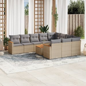 Maison exclusive - salon de jardin et coussins 11 pcs mélange beige résine tress