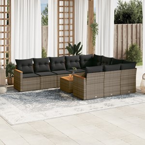 Maison exclusive - salon de jardin 11 pcs avec coussins gris résine tressée