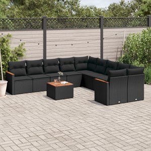 Maison exclusive - salon de jardin 11 pcs avec coussins noir résine tressée