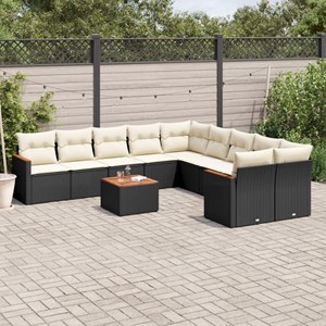 Maison exclusive - salon de jardin 11 pcs avec coussins noir résine tressée