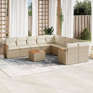 Maison exclusive - salon de jardin 11 pcs avec coussins beige résine tressée
