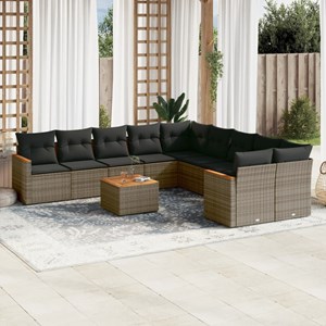 Maison exclusive - salon de jardin 11 pcs avec coussins gris résine tressée