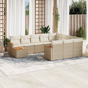 Maison exclusive - salon de jardin 11 pcs avec coussins beige résine tressée