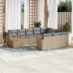 Maison exclusive - salon de jardin et coussins 11 pcs mélange beige résine tress