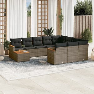 Maison exclusive - salon de jardin 11 pcs avec coussins gris résine tressée
