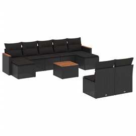 Maison exclusive - salon de jardin 10 pcs avec coussins noir résine tressée