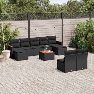 Maison exclusive - salon de jardin 10 pcs avec coussins noir résine tressée