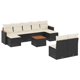 Maison exclusive - salon de jardin 10 pcs avec coussins noir résine tressée