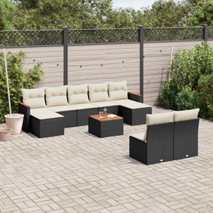 Maison exclusive - salon de jardin 10 pcs avec coussins noir résine tressée