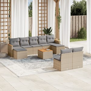 Maison exclusive - salon de jardin et coussins 10 pcs mélange beige résine tress