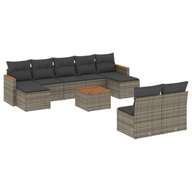 Maison exclusive - salon de jardin avec coussins 10 pcs gris résine tressée