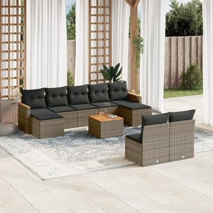 Maison exclusive - salon de jardin avec coussins 10 pcs gris résine tressée