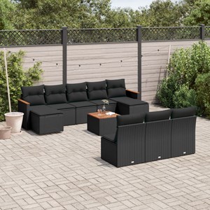 Maison exclusive - salon de jardin 11 pcs avec coussins noir résine tressée
