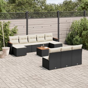 Maison exclusive - salon de jardin 11 pcs avec coussins noir résine tressée