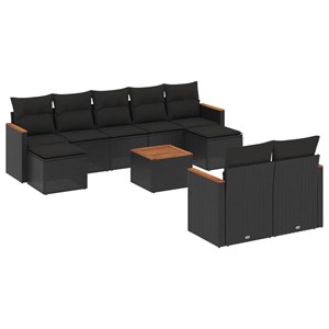 Maison exclusive - salon de jardin 10 pcs avec coussins noir résine tressée