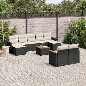 Maison exclusive - salon de jardin 10 pcs avec coussins noir résine tressée