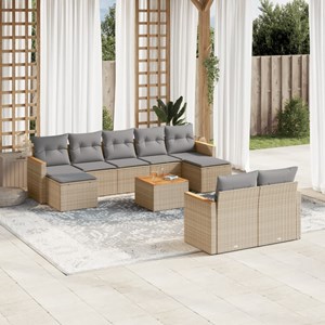 Maison exclusive - salon de jardin et coussins 10 pcs mélange beige résine tress