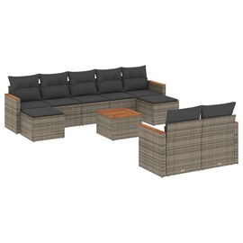 Maison exclusive - salon de jardin avec coussins 10 pcs gris résine tressée