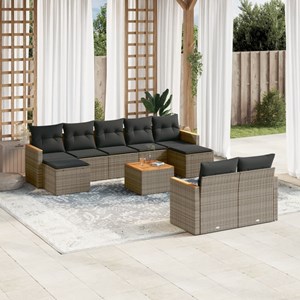 Maison exclusive - salon de jardin avec coussins 10 pcs gris résine tressée