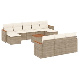 Maison exclusive - salon de jardin 11 pcs avec coussins beige résine tressée