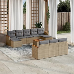 Maison exclusive - salon de jardin et coussins 11 pcs mélange beige résine tress