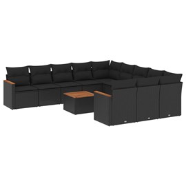 Maison exclusive - salon de jardin 12 pcs avec coussins noir résine tressée