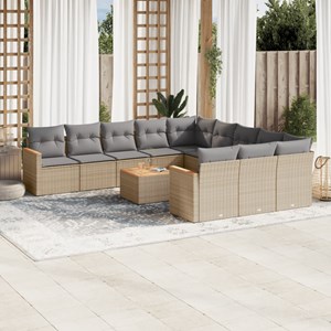 Maison exclusive - salon de jardin et coussins 12 pcs mélange beige résine tress