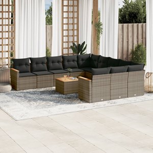 Maison exclusive - salon de jardin avec coussins 12 pcs gris résine tressée
