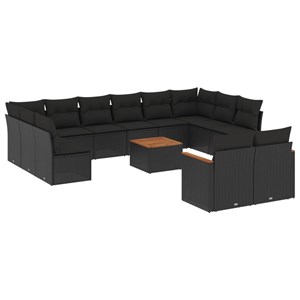 Maison exclusive - salon de jardin avec coussins 13 pcs noir résine tressée