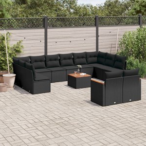 Maison exclusive - salon de jardin avec coussins 13 pcs noir résine tressée