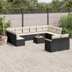 Maison exclusive - salon de jardin avec coussins 13 pcs noir résine tressée