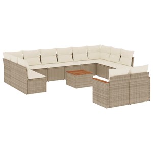 Maison exclusive - salon de jardin avec coussins 13 pcs beige résine tressée